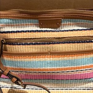 Rosetti Multicolor Striped Shoulder Bag with Tan Accents